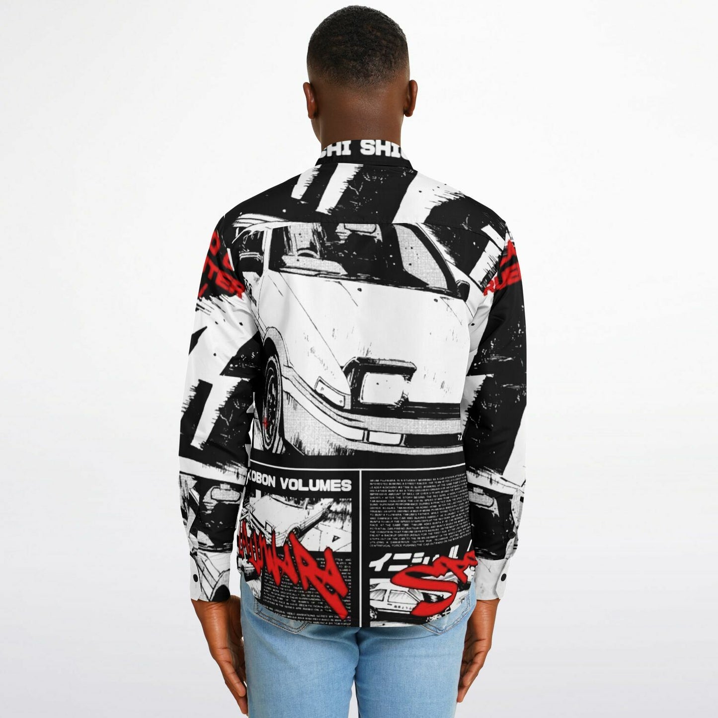 Initial D Trueno Art Long Sleeve Button Down Shirt - AOP