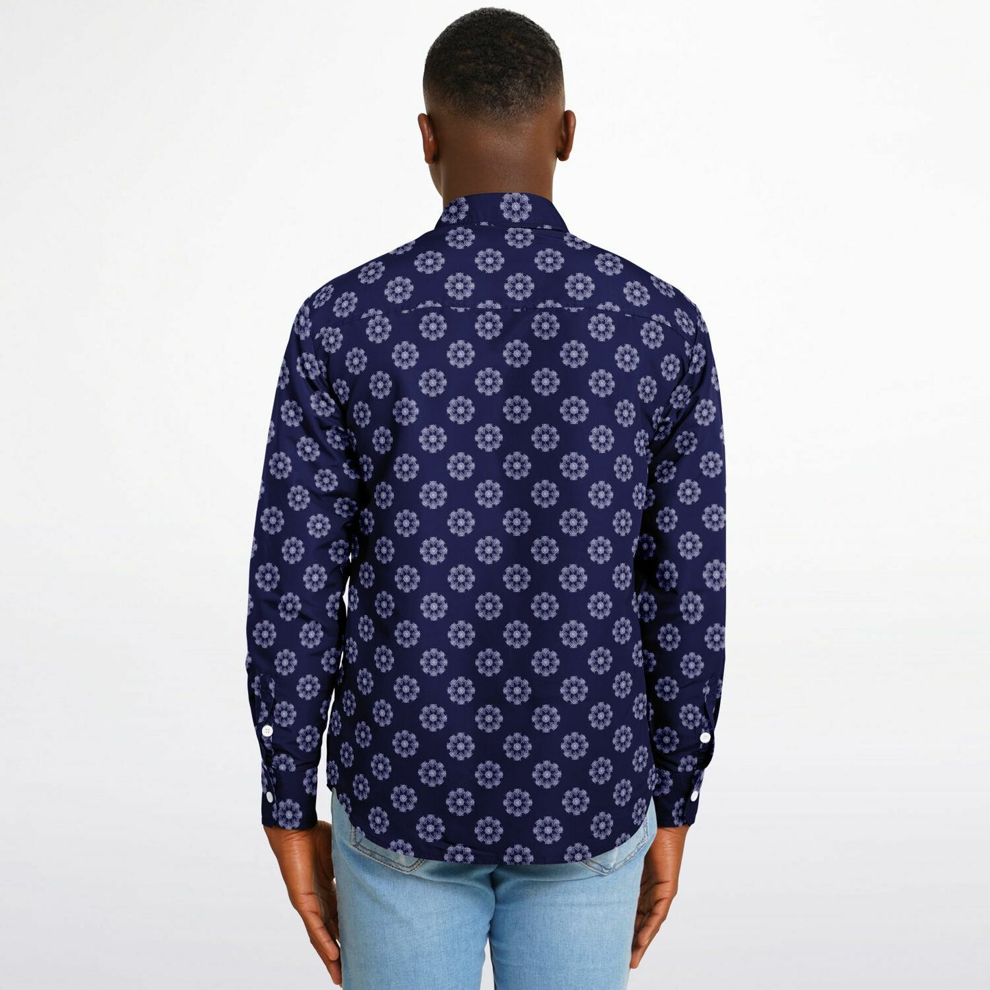 Seamless Circle Pattern Long Sleeve Button Down Shirt - AOP