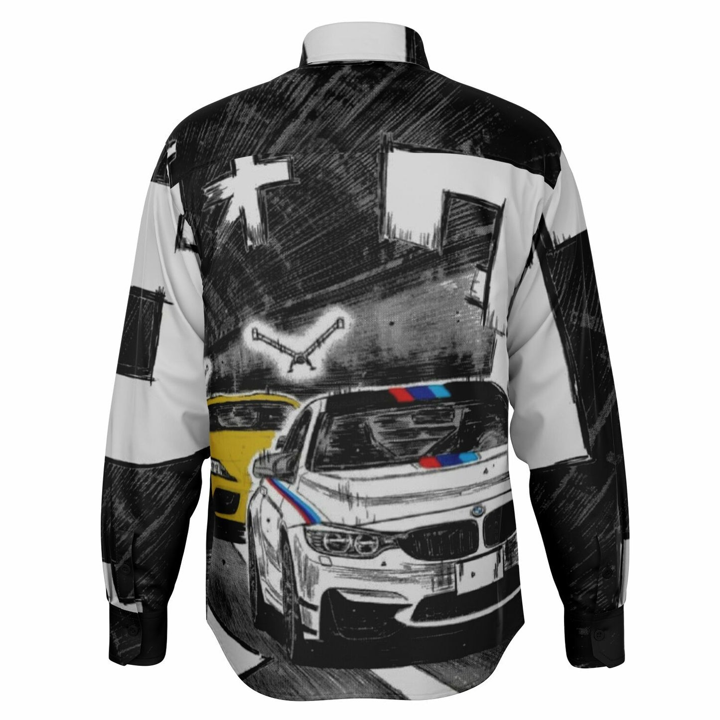 Bimmer Supra Illustration Long Sleeve Button Down Shirt - AOP
