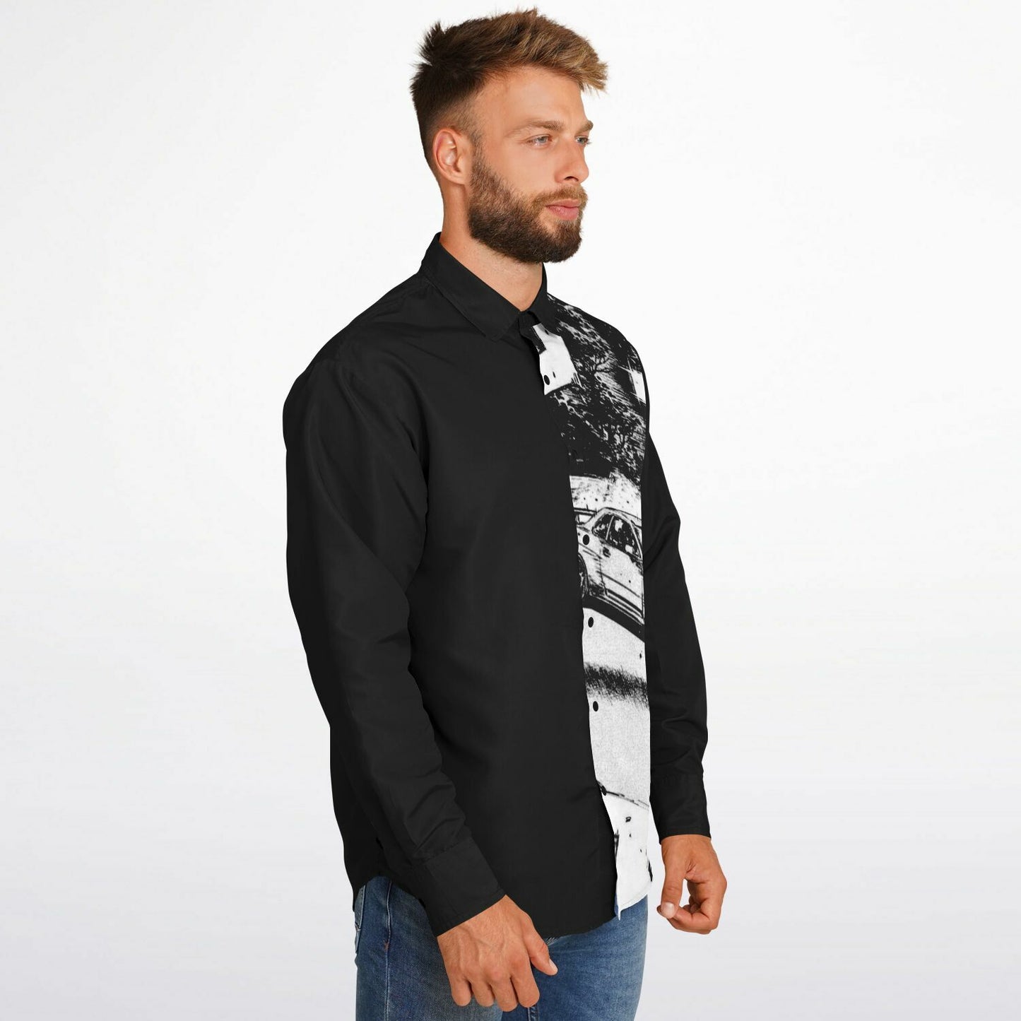 BW JDM Art Long Sleeve Button Down Shirt - AOP