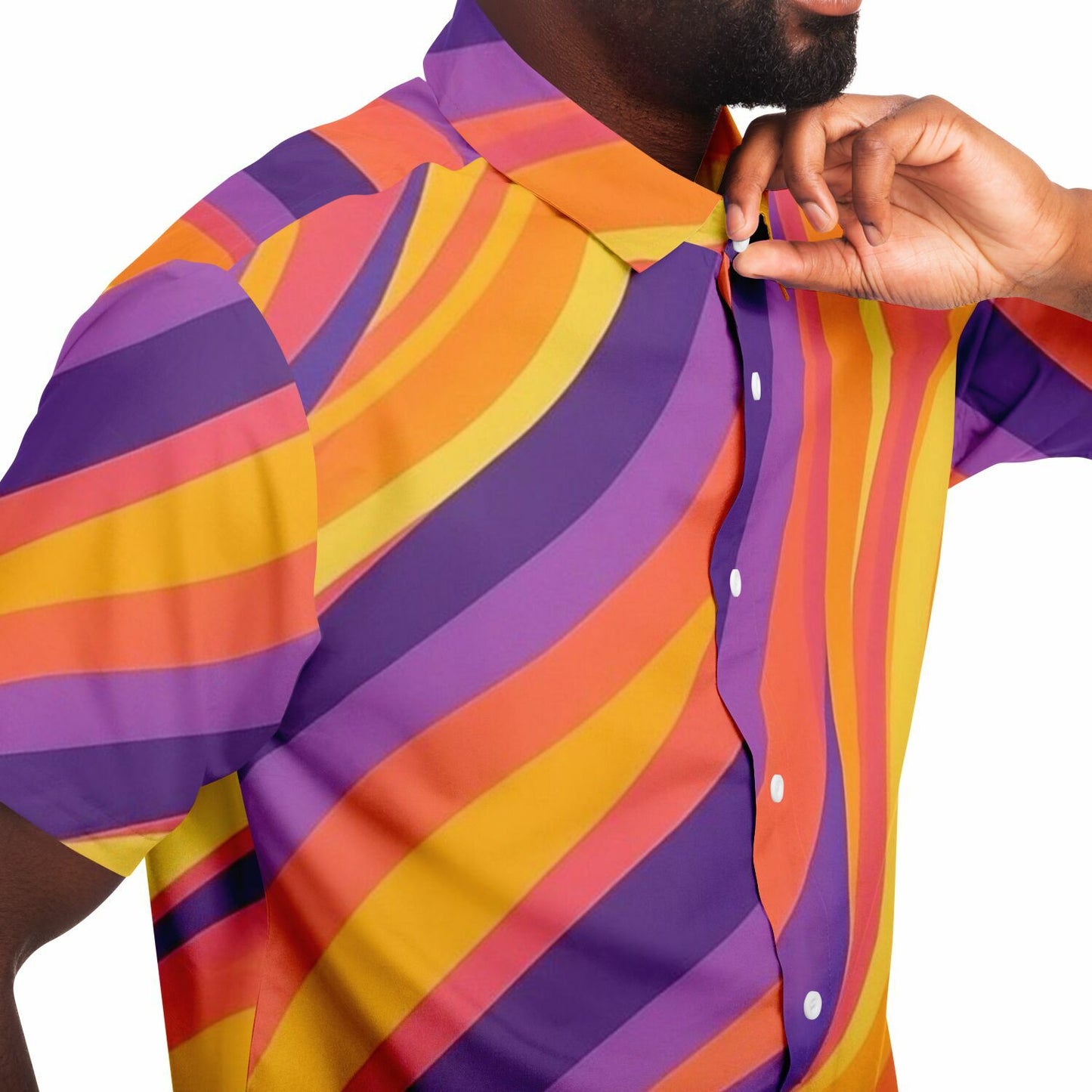 Rick Aim Color Pattern Short Sleeve Button Down Shirt - AOP