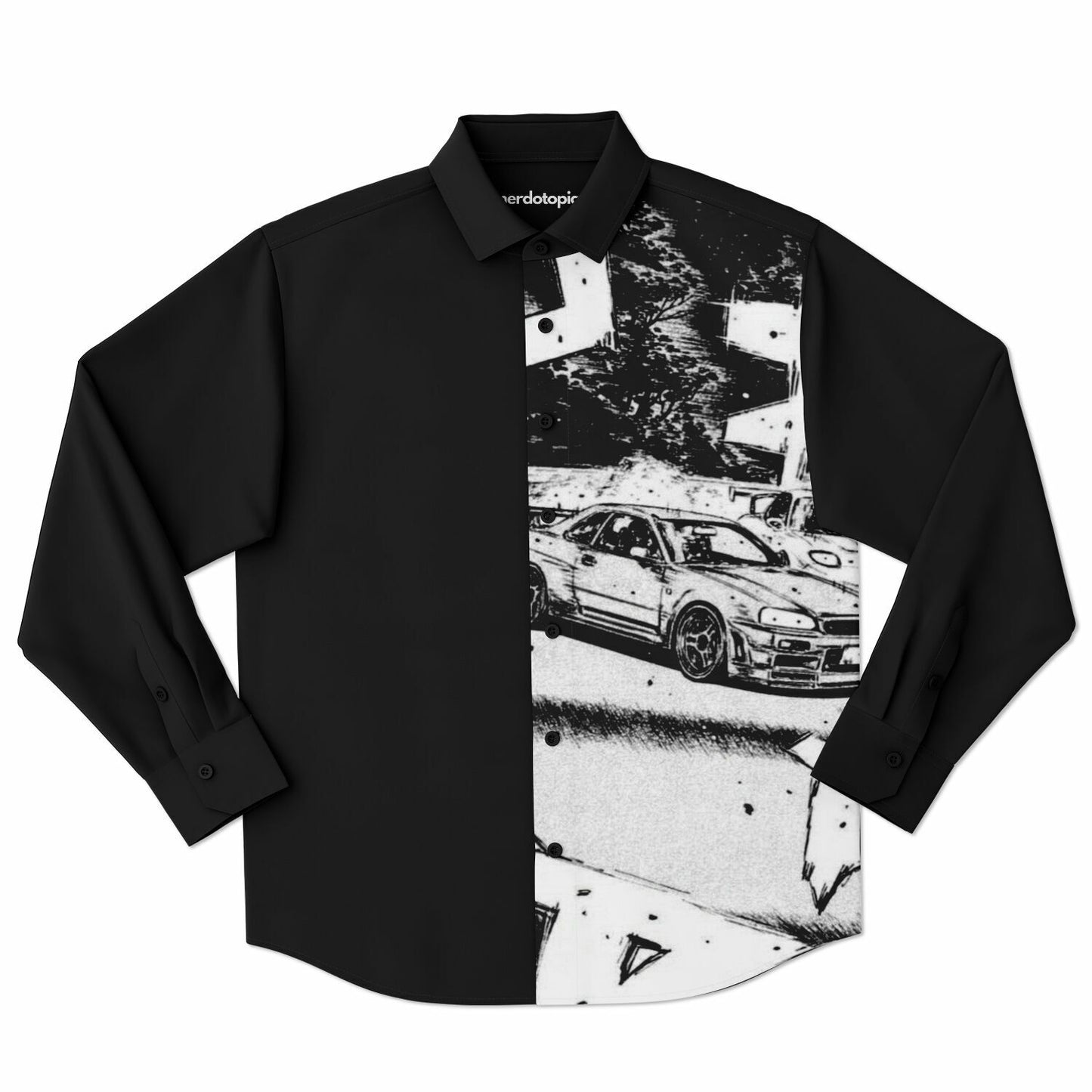 BW JDM Art Long Sleeve Button Down Shirt - AOP