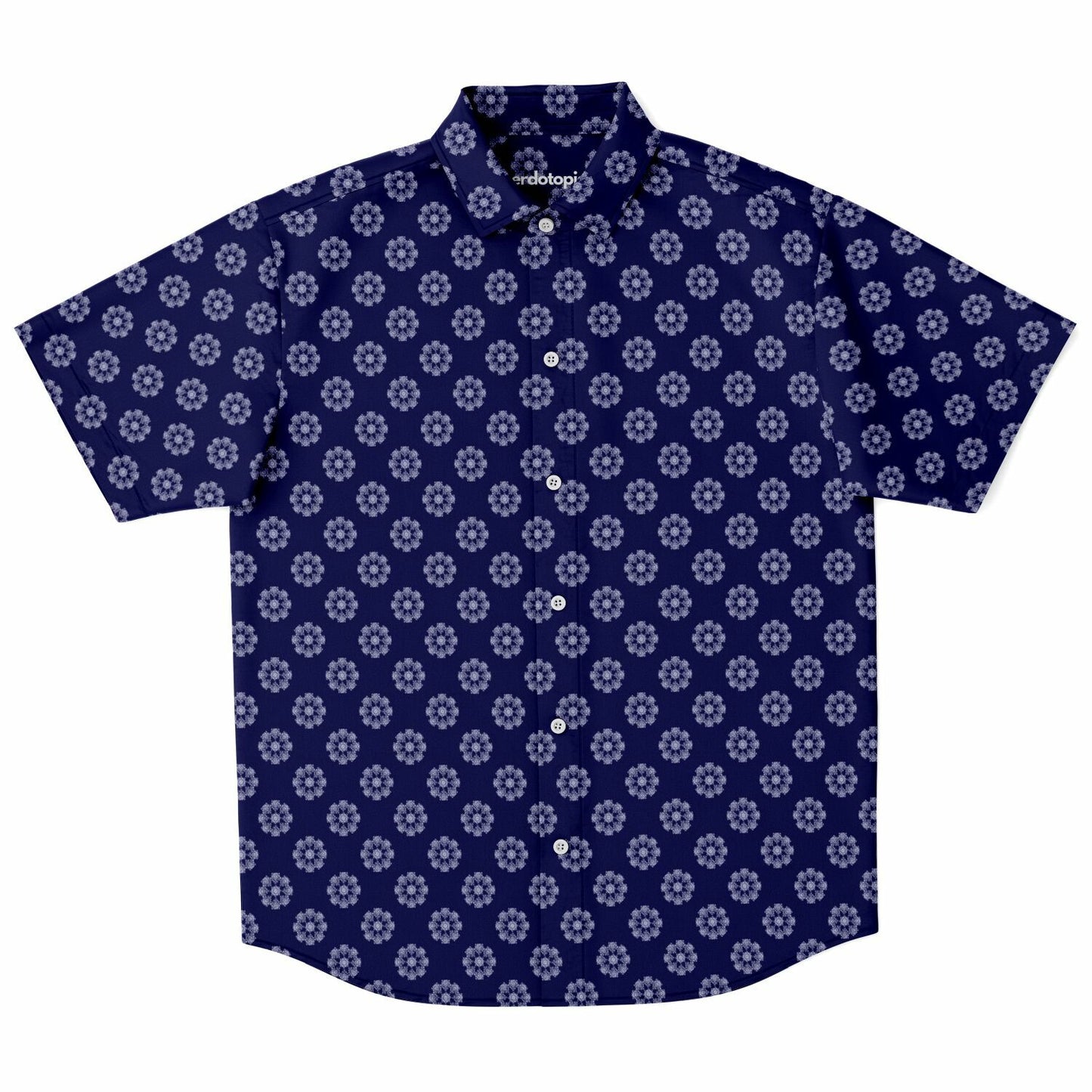 Geometric Circle Pattern Short Sleeve Button Down Shirt - AOP