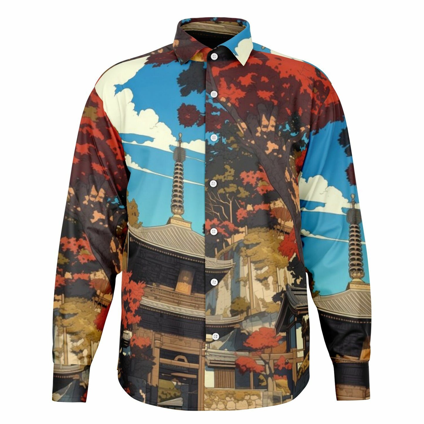 Turbo S Illustration Art Long Sleeve Button Down Shirt - AOP