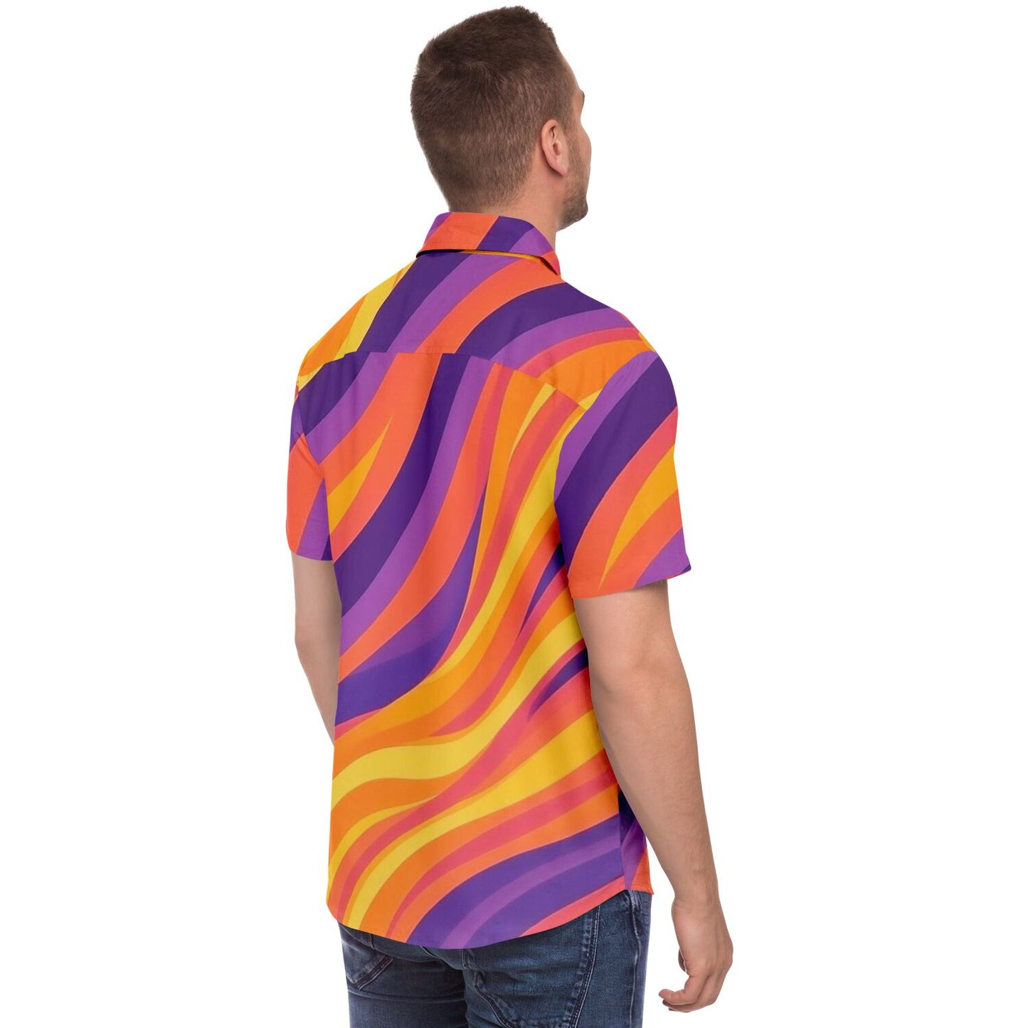 Rick Aim Color Pattern Short Sleeve Button Down Shirt - AOP