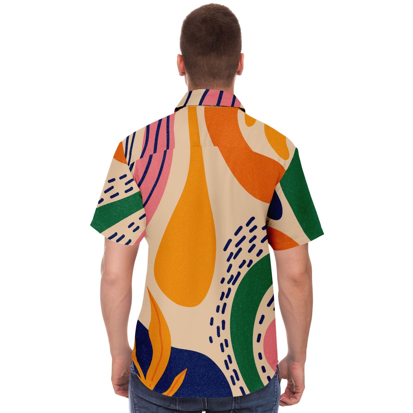 Abstract Artwork Short Sleeve Button Down Shirt - AOP