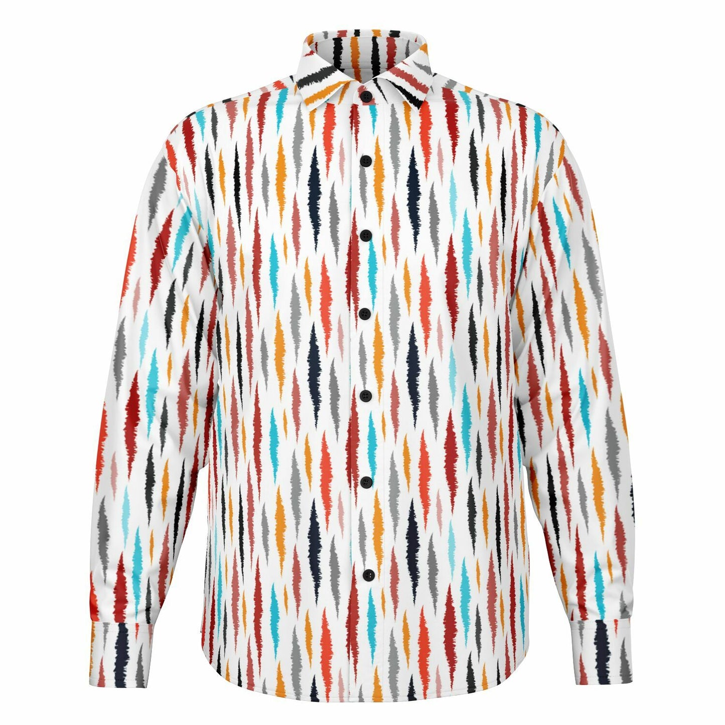 Colored Seamless Pattern Long Sleeve Button Down Shirt - AOP