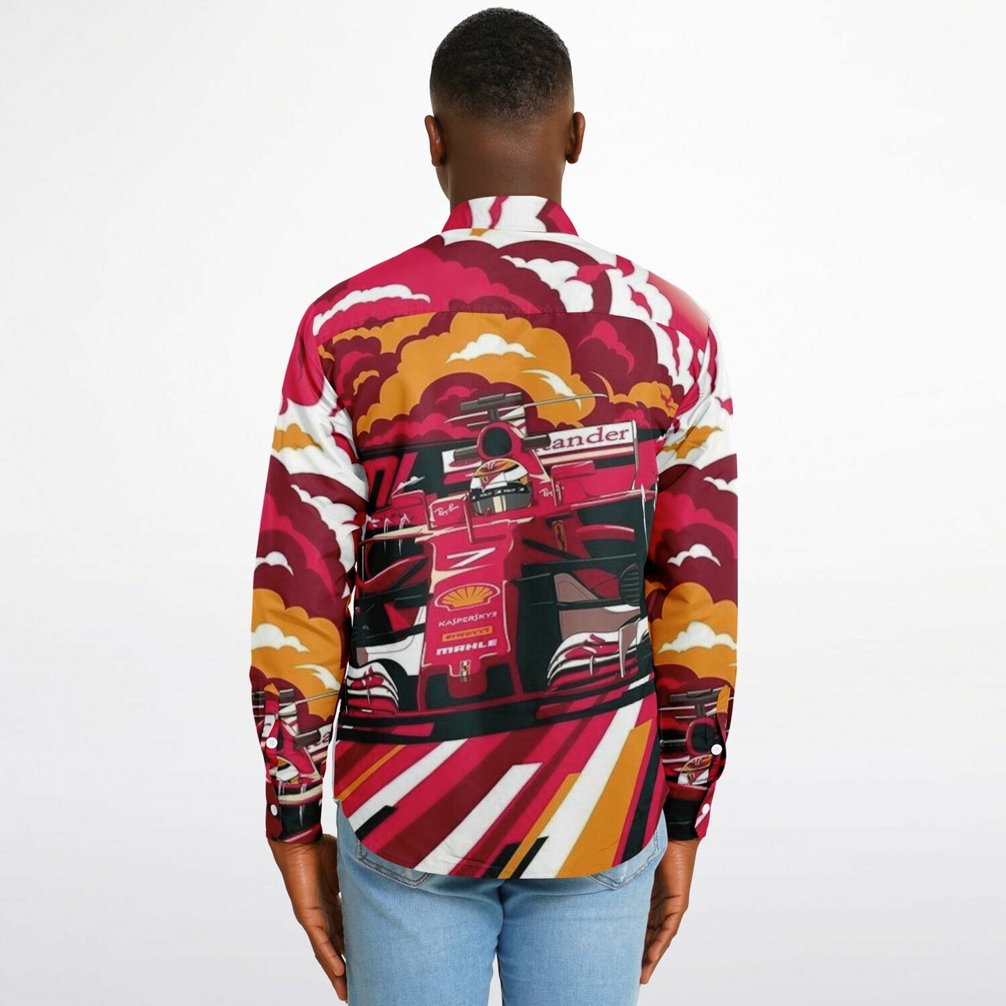 F1 illustration Long Sleeve Button Down Shirt - AOP