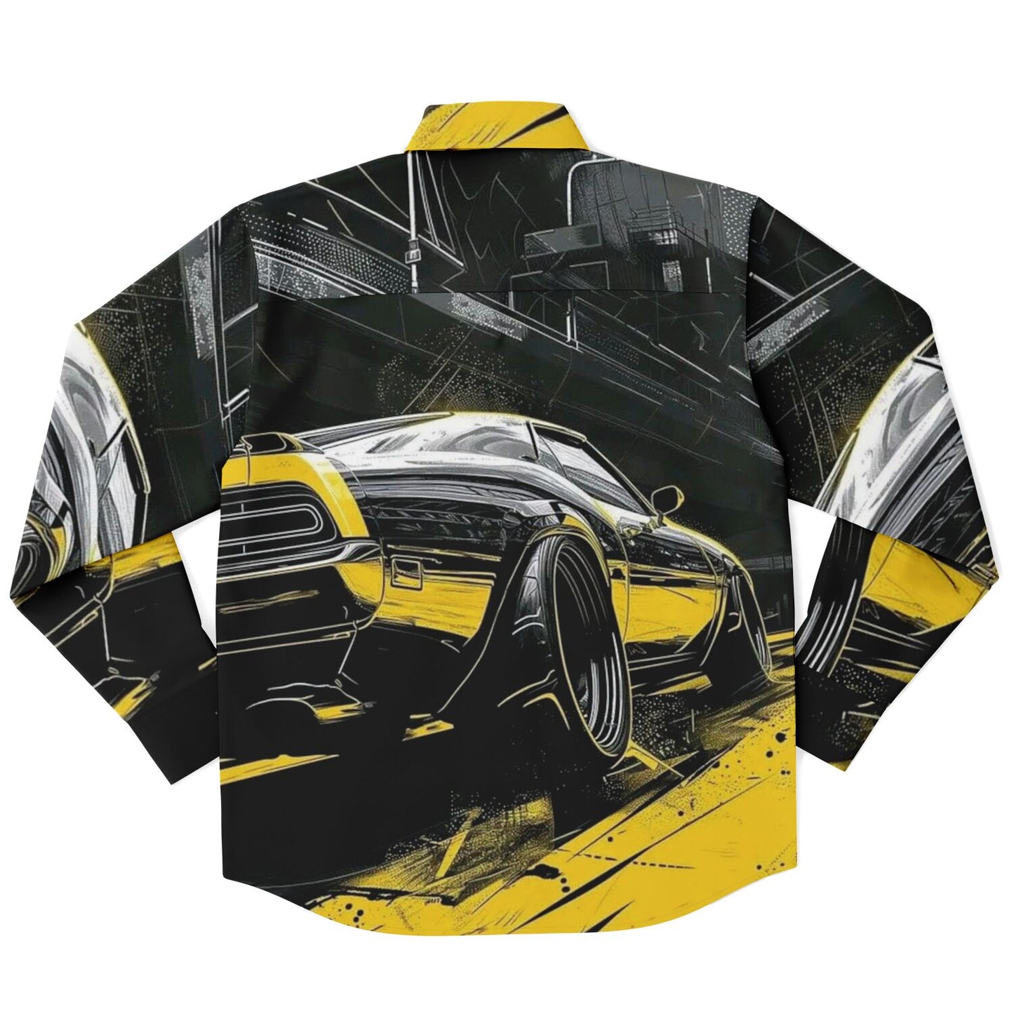 American Muscle Illustration Long Sleeve Button Down Shirt - AOP