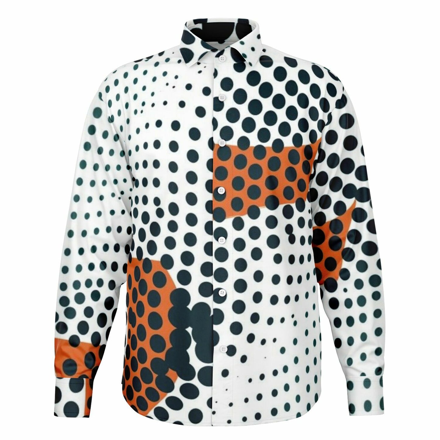 Impression Photo Pattern Long Sleeve Button Down Shirt - AOP