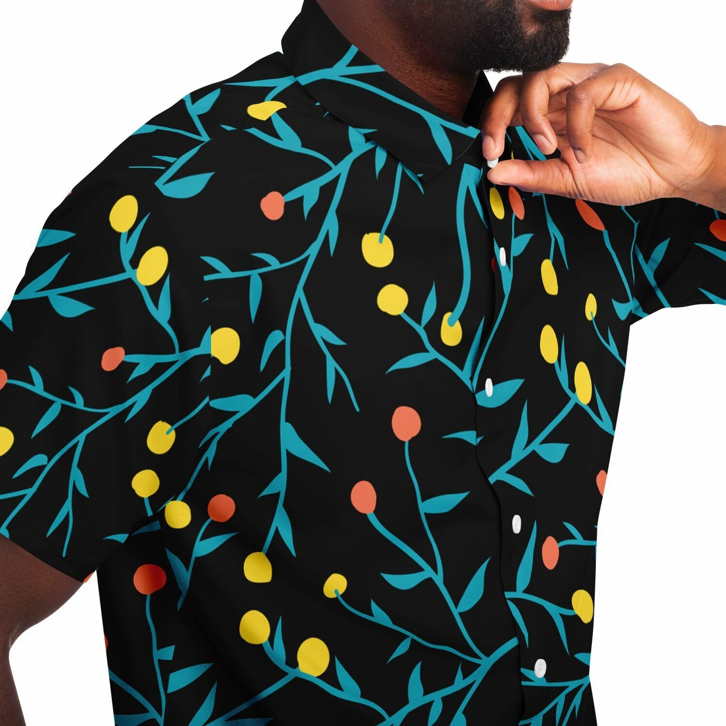 Tropical Pattern Short Sleeve Button Down Shirt - AOP