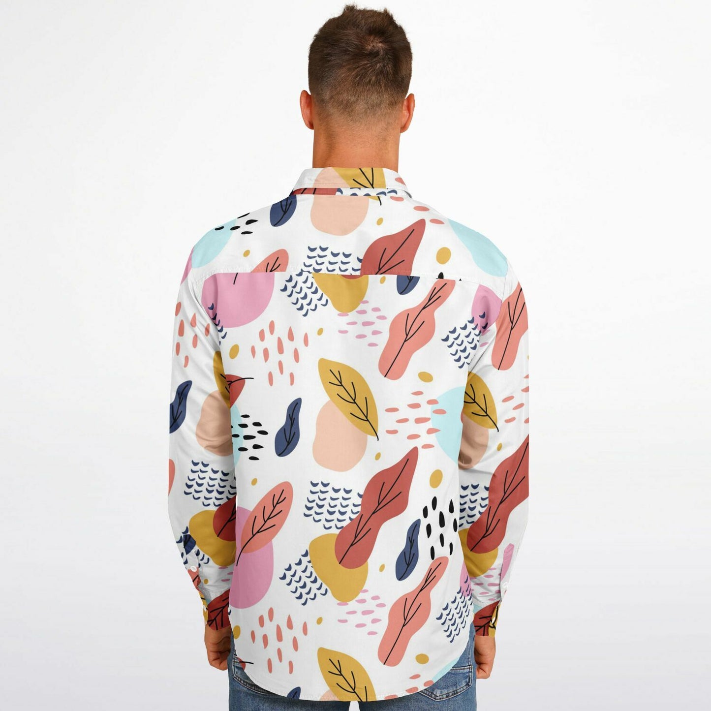 Leaves Painting Long Sleeve Button Down Shirt - AOP