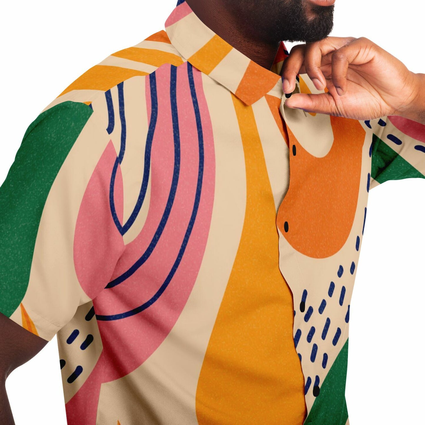 Abstract Artwork Short Sleeve Button Down Shirt - AOP