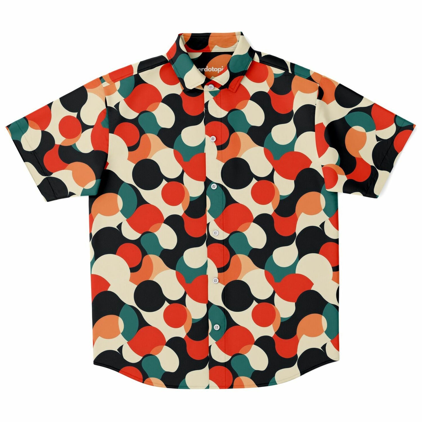 Abstract Color Pattern Short Sleeve Button Down Shirt - AOP