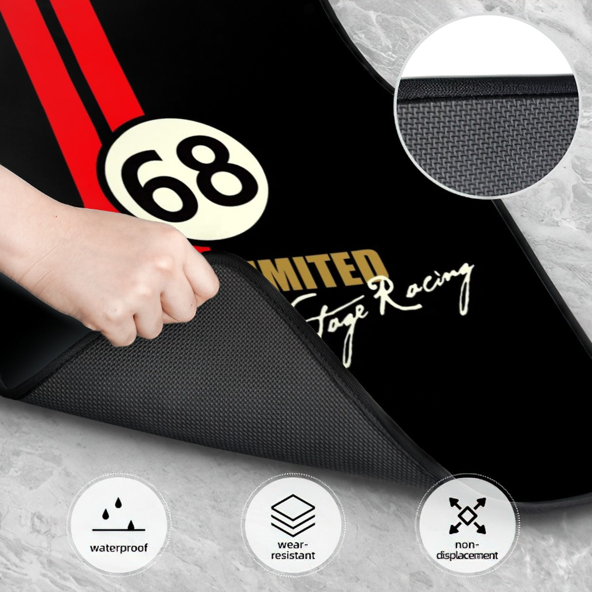 Racing Stripe Inspired Automotive Floor Mats