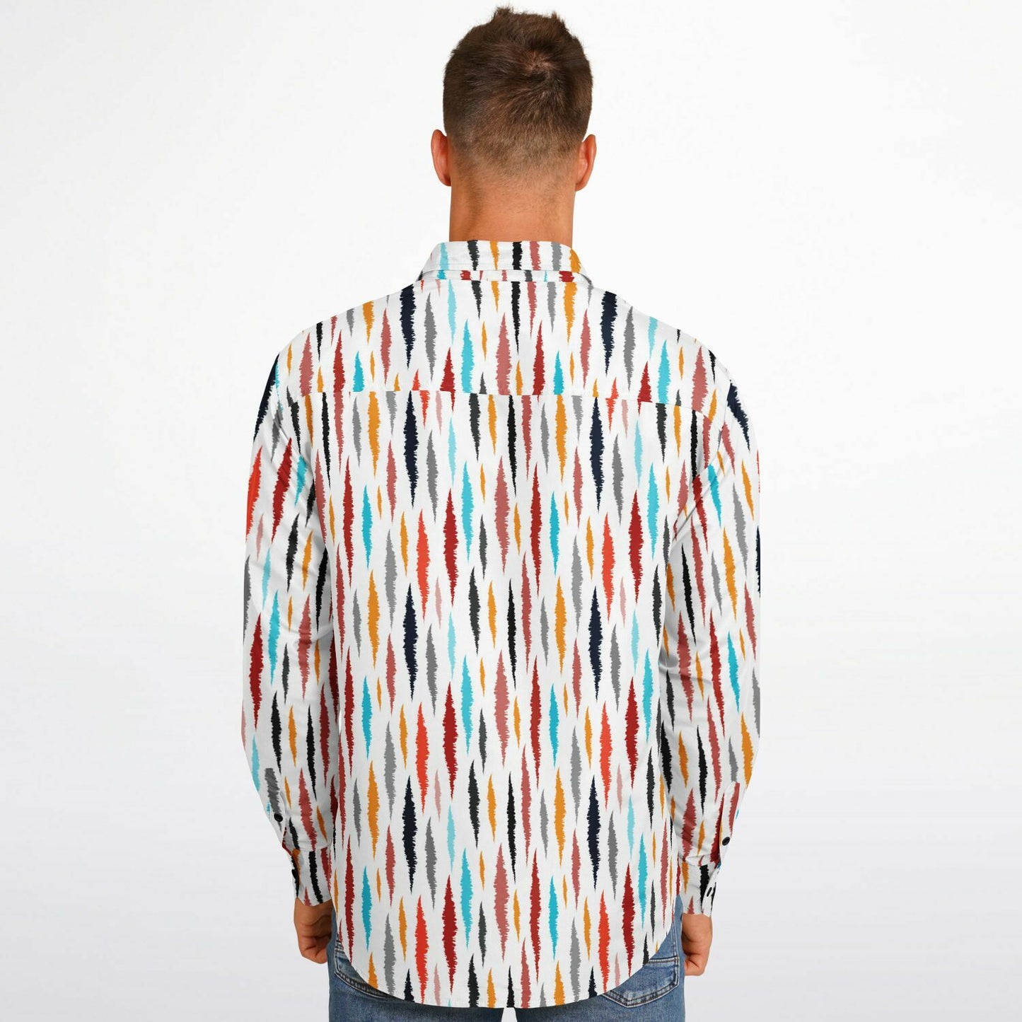 Colored Seamless Pattern Long Sleeve Button Down Shirt - AOP