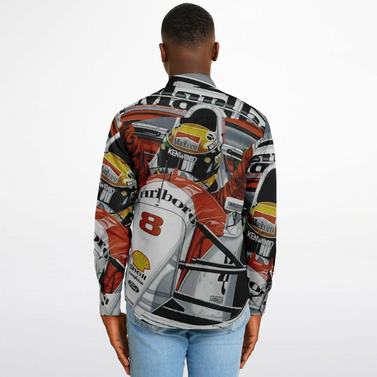 F1 Win Poster Long Sleeve Button Down Shirt - AOP