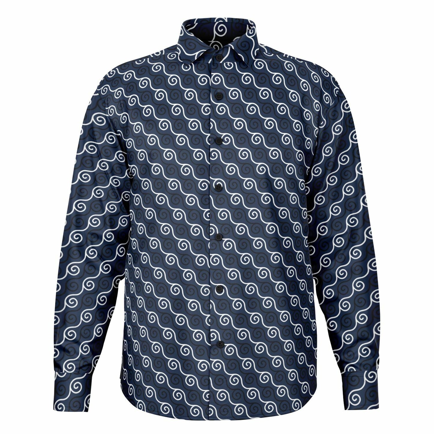 Linen Texture Print Long Sleeve Button Down Shirt - AOP