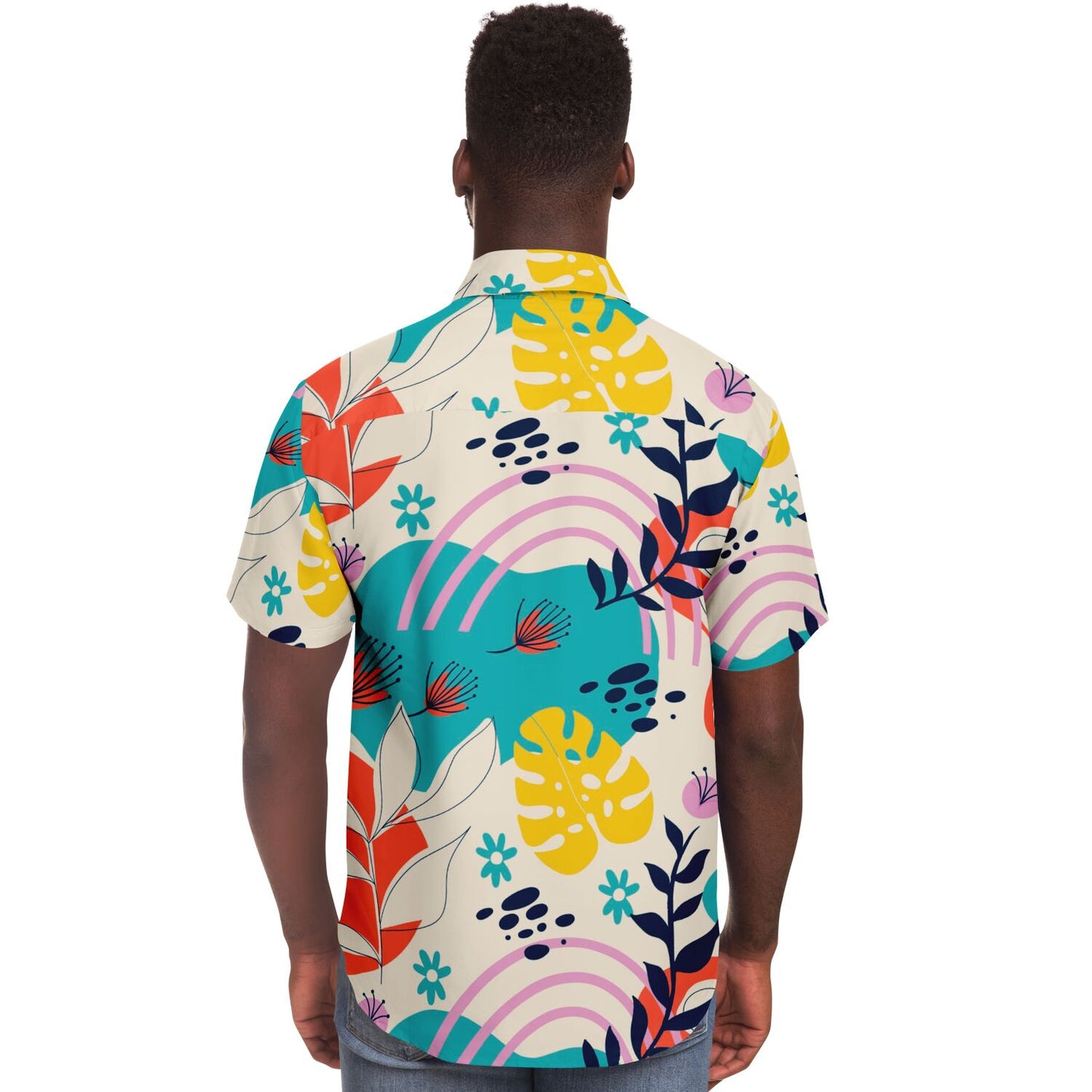 Floral Painting Short Sleeve Button Down Shirt - AOP