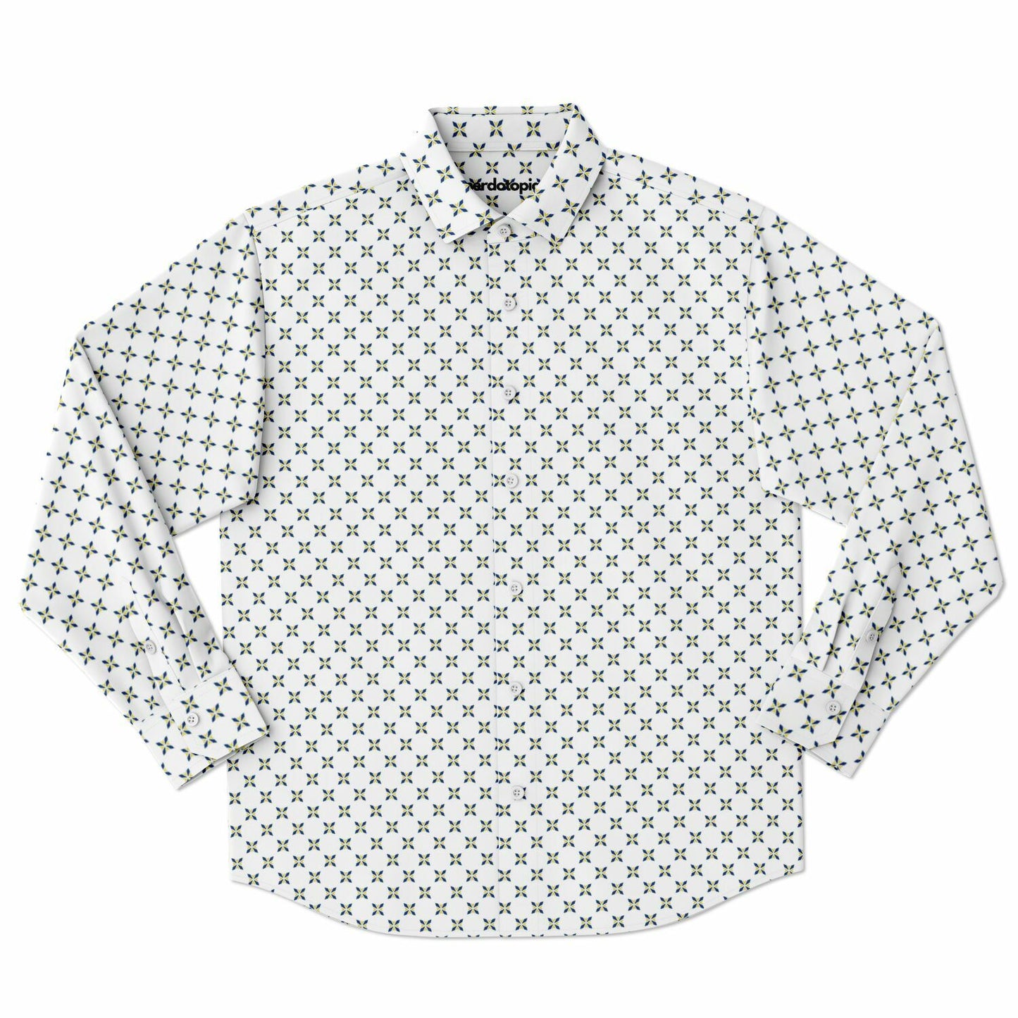 Geometric Pattern Long Sleeve Button Down Shirt - AOP