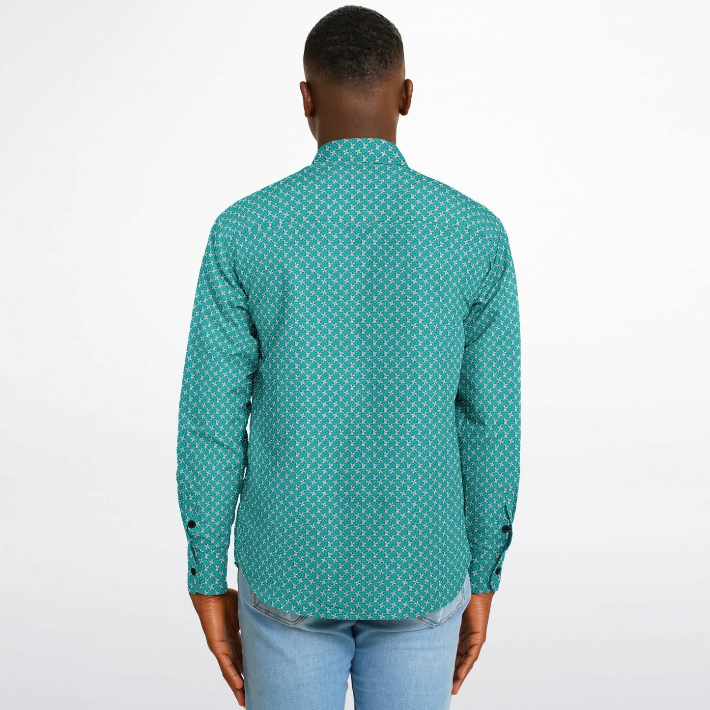 Seamless Minimalist Pattern Long Sleeve Button Down Shirt - AOP