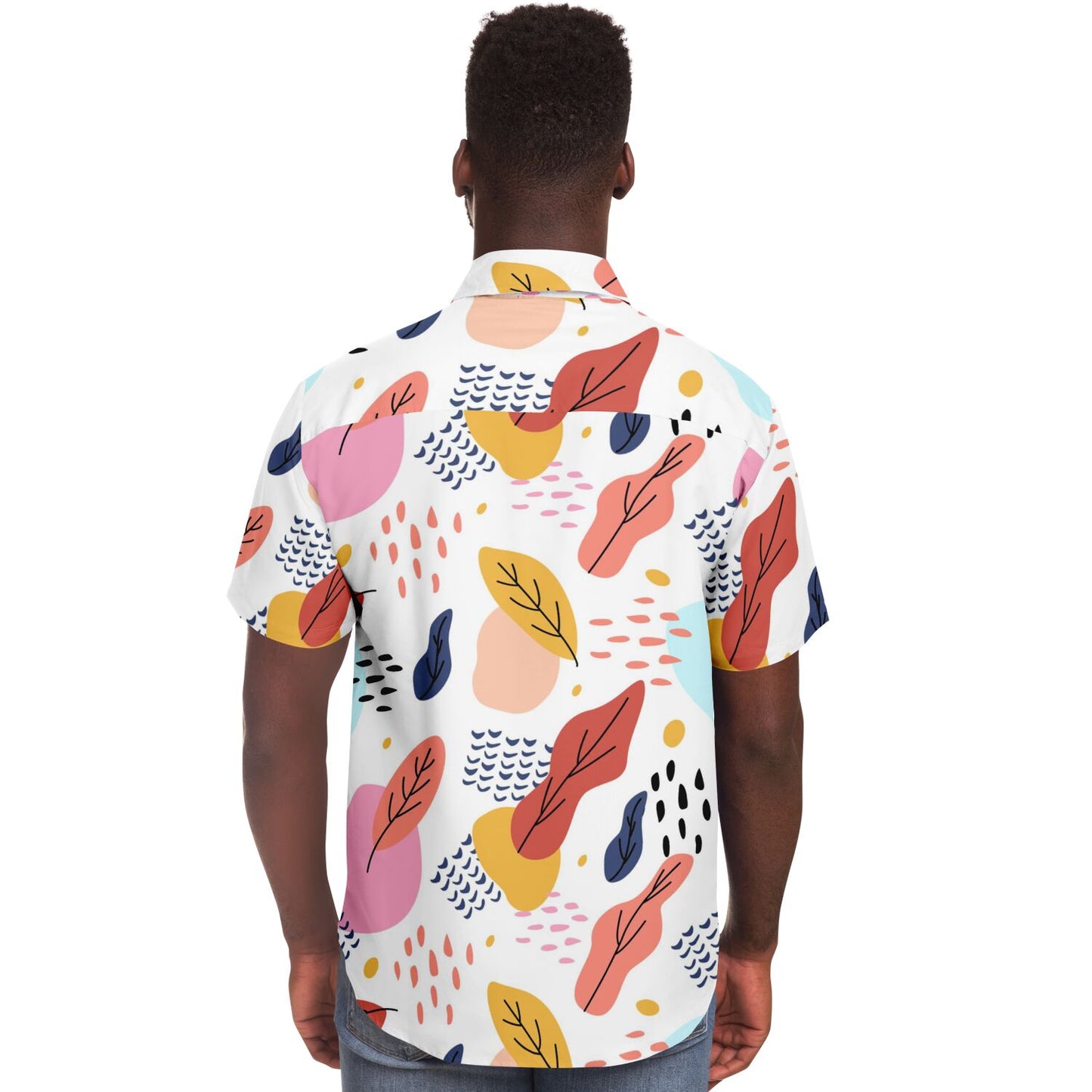 Leaves Painting Short Sleeve Button Down Shirt - AOP
