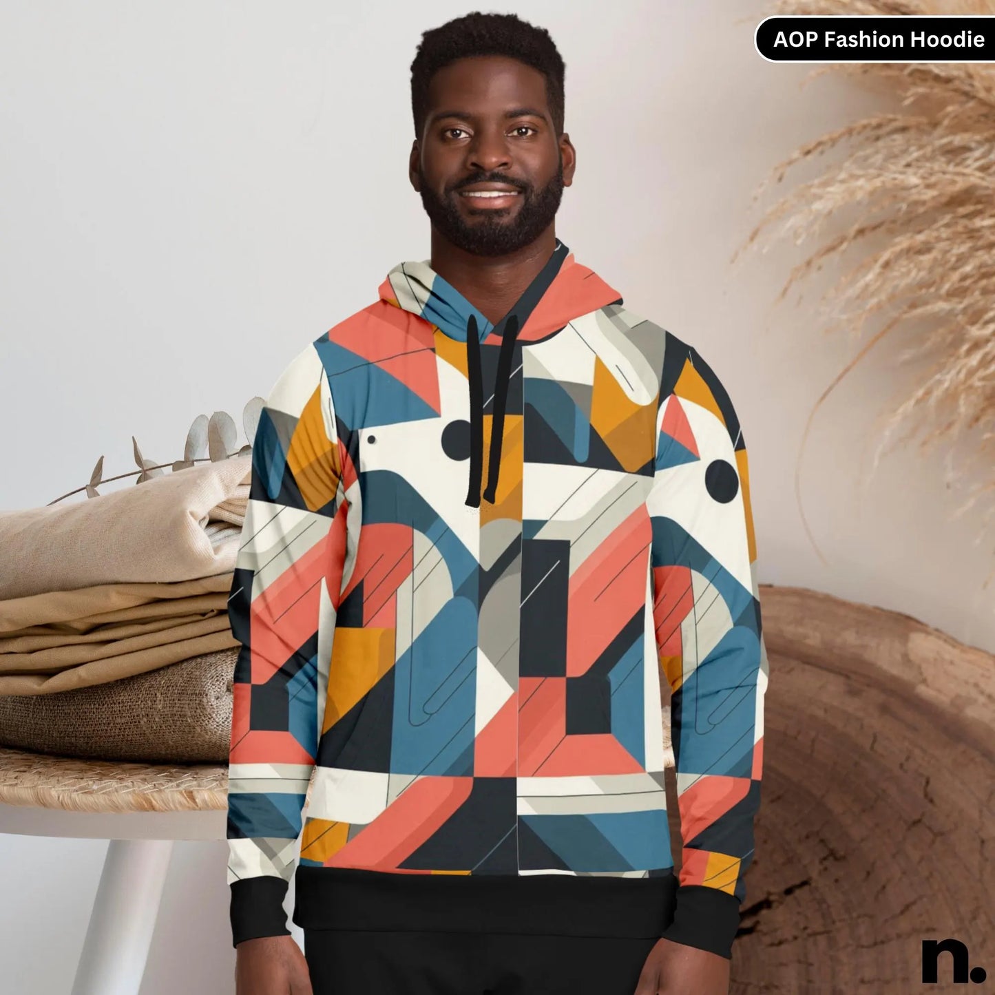 Abstract Neon Maze Pattern Fashion Hoodie - AOP