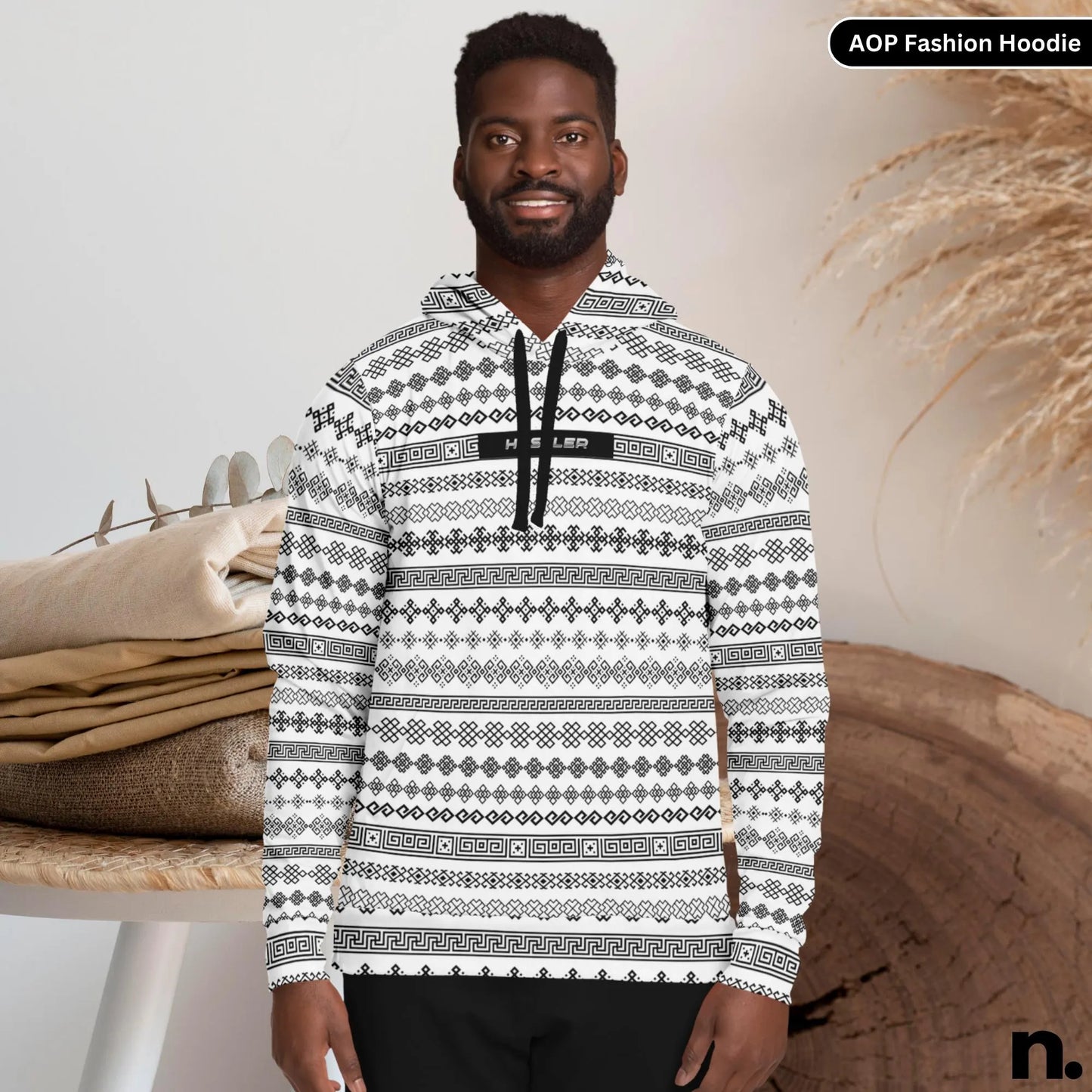 Classic Pattern Fashion Hoodie - AOP