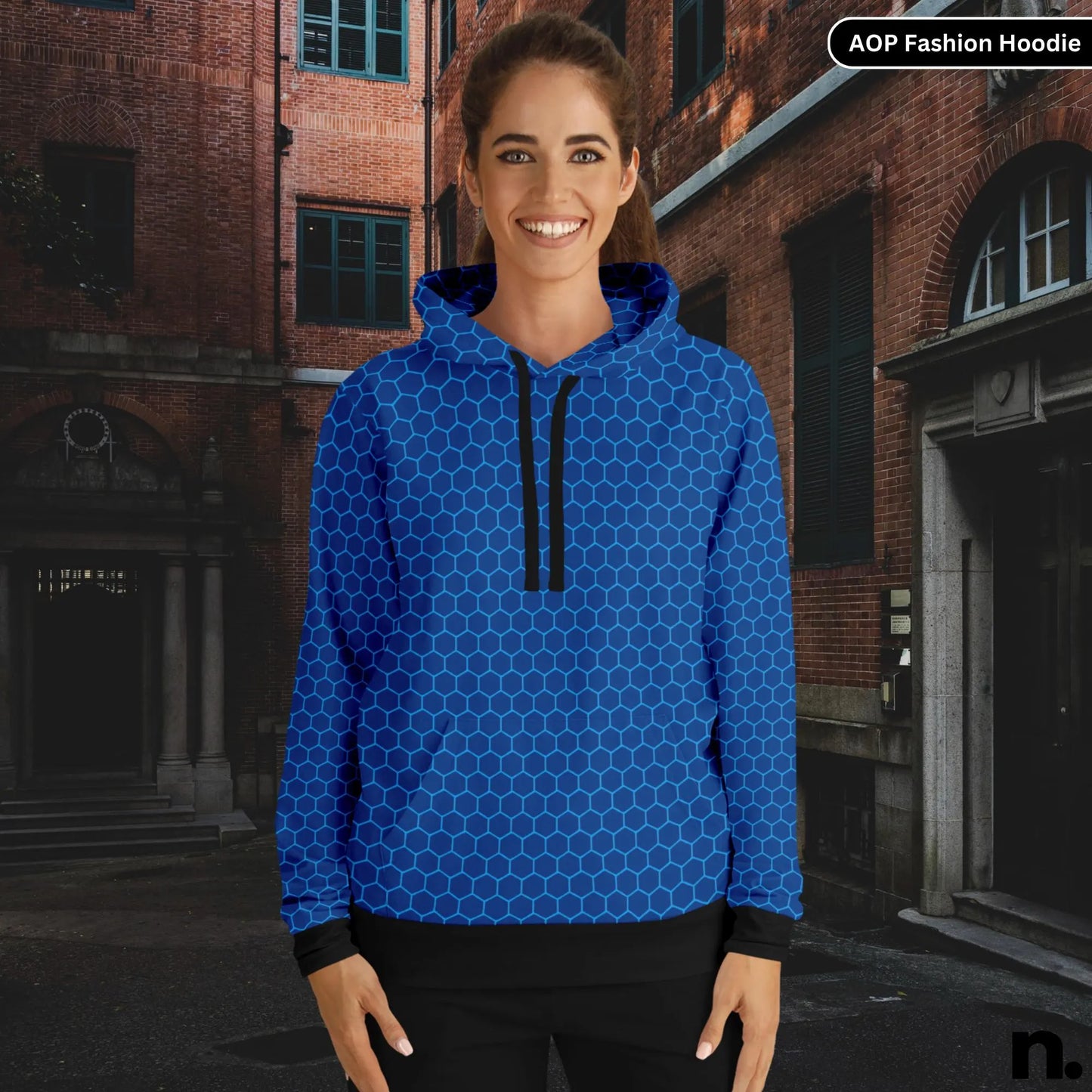 Techno Web Pattern Fashion Hoodie - AOP