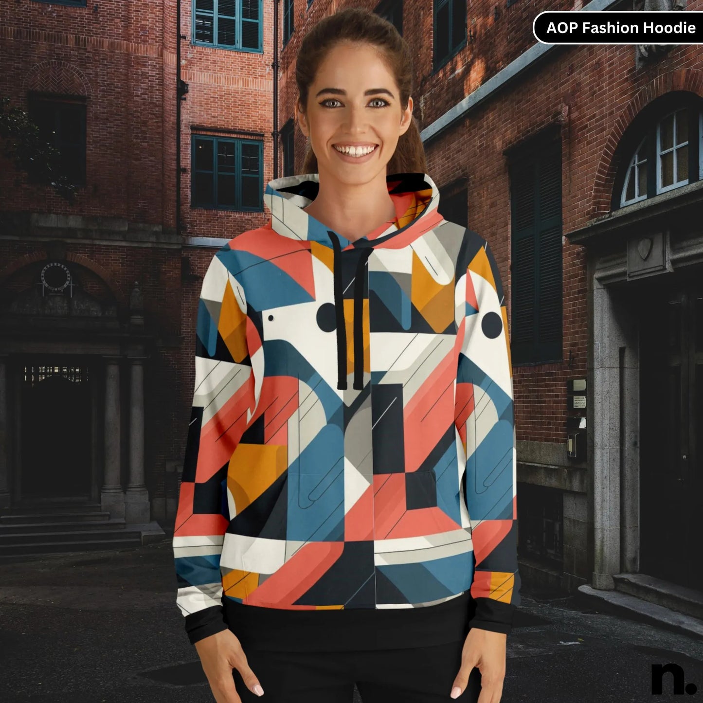 Abstract Neon Maze Pattern Fashion Hoodie - AOP