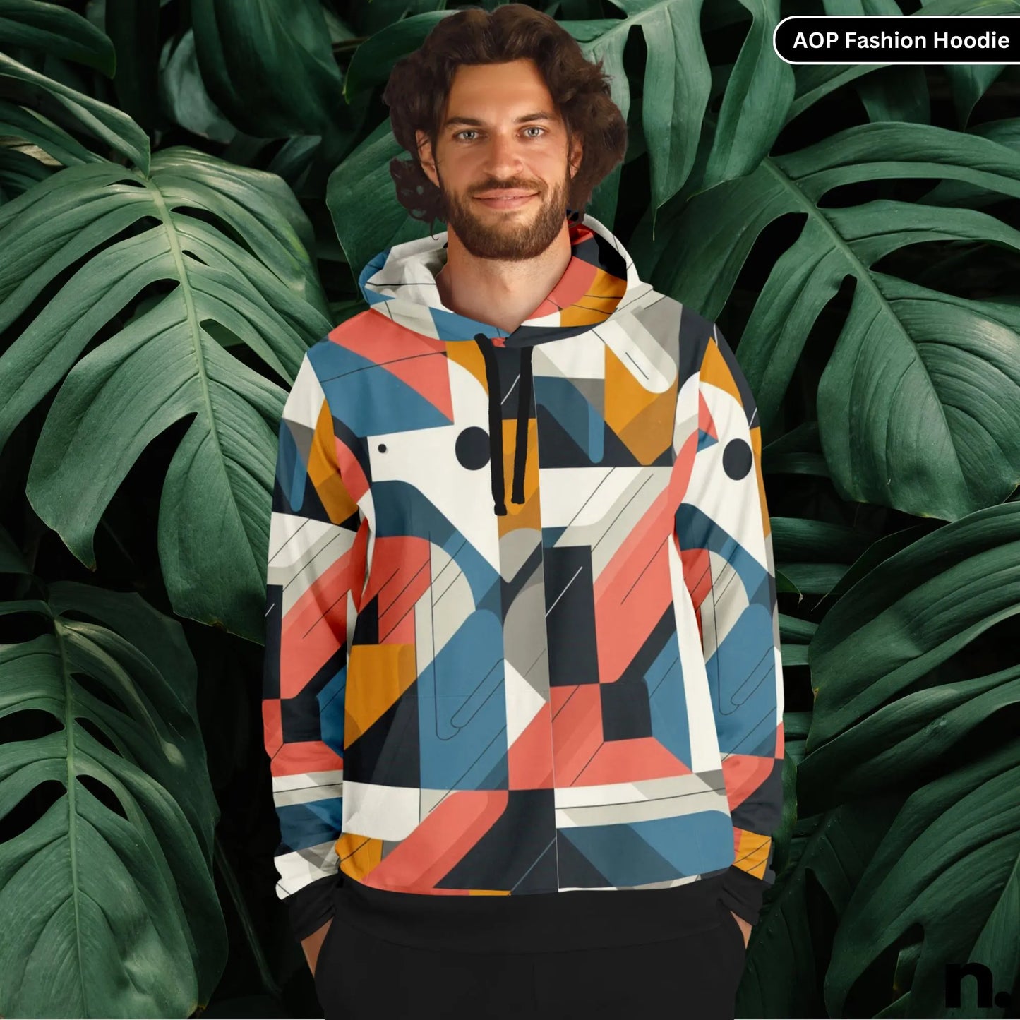 Abstract Neon Maze Pattern Fashion Hoodie - AOP