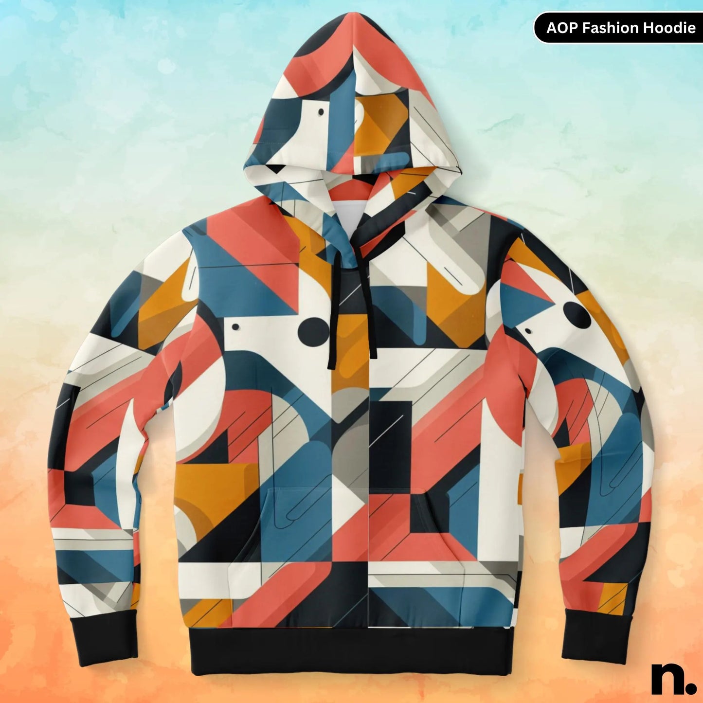 Abstract Neon Maze Pattern Fashion Hoodie - AOP
