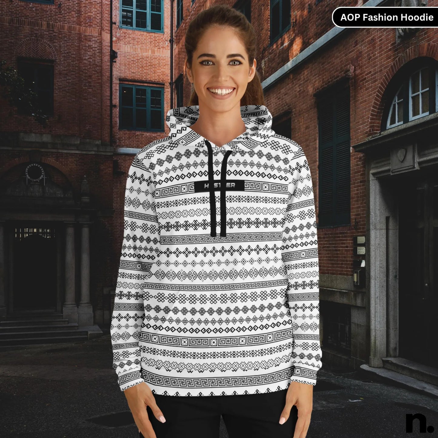 Classic Pattern Fashion Hoodie - AOP