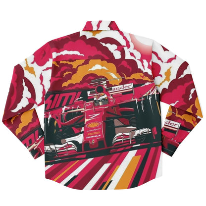 F1 illustration Long Sleeve Button Down Shirt - AOP