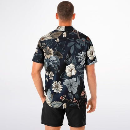 Floral Navy Spread Collar Short Sleeve Shirt