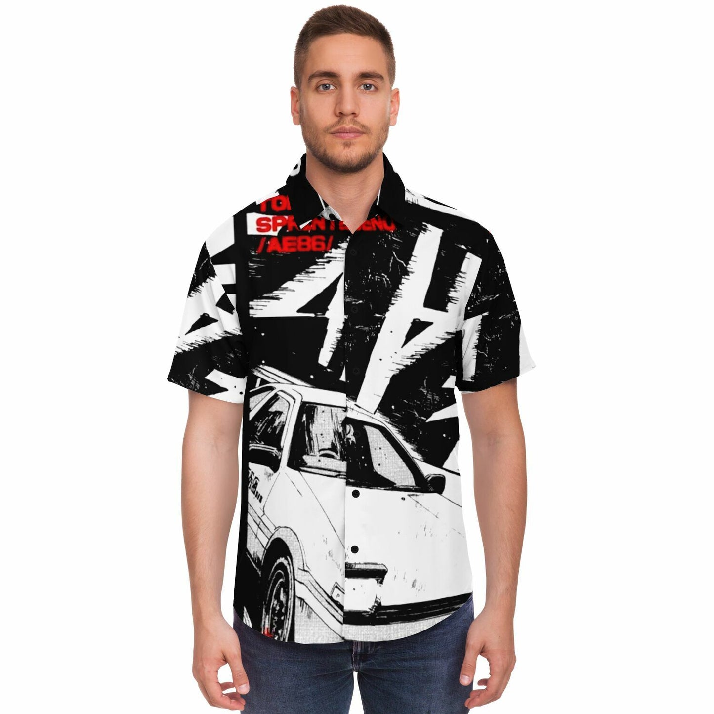 Initial D Trueno Art Short Sleeve Button Down Shirt - AOP