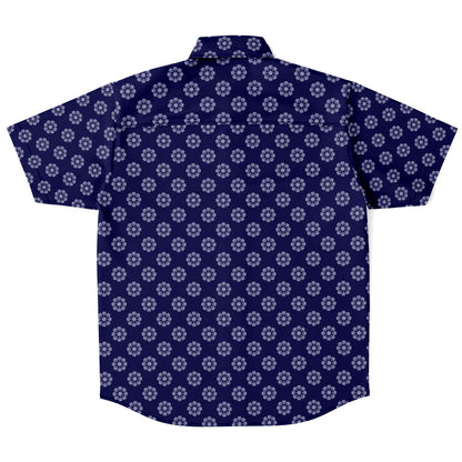 Geometric Circle Pattern Short Sleeve Button Down Shirt - AOP