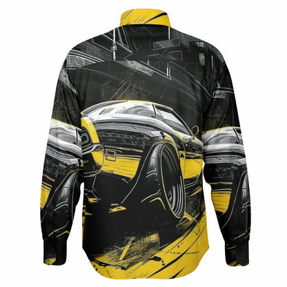 American Muscle Illustration Long Sleeve Button Down Shirt - AOP