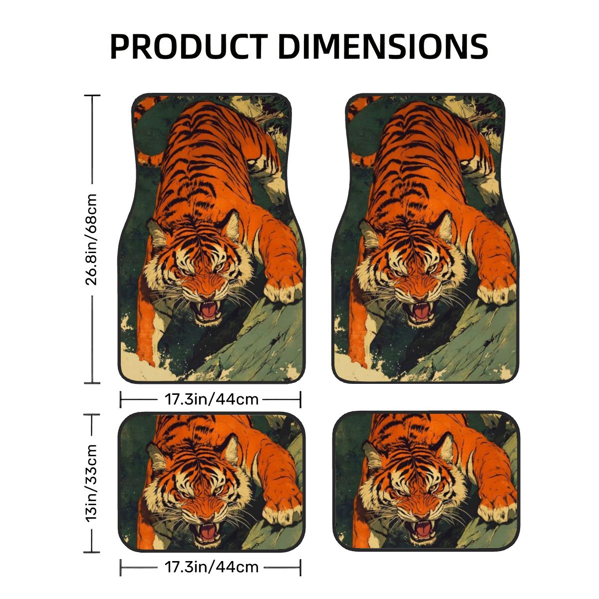 Tiger Illustration Automotive Floor Mats