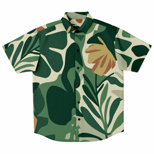 Floral Pattern Short Sleeve Button Down Shirt - AOP