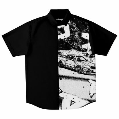 BW JDM Art Short Sleeve Button Down Shirt - AOP
