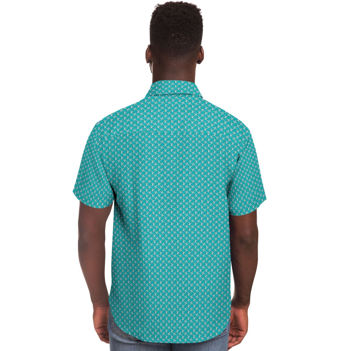 Seamless Minimalist Pattern Short Sleeve Button Down Shirt - AOP