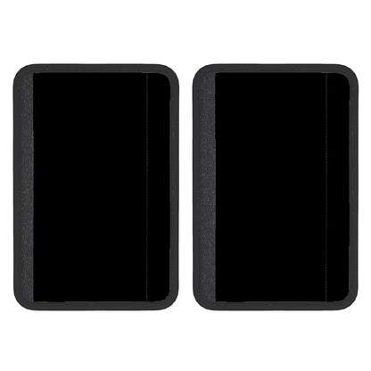 Two black neoprene seat belt cover pads with a velcro fastening system.