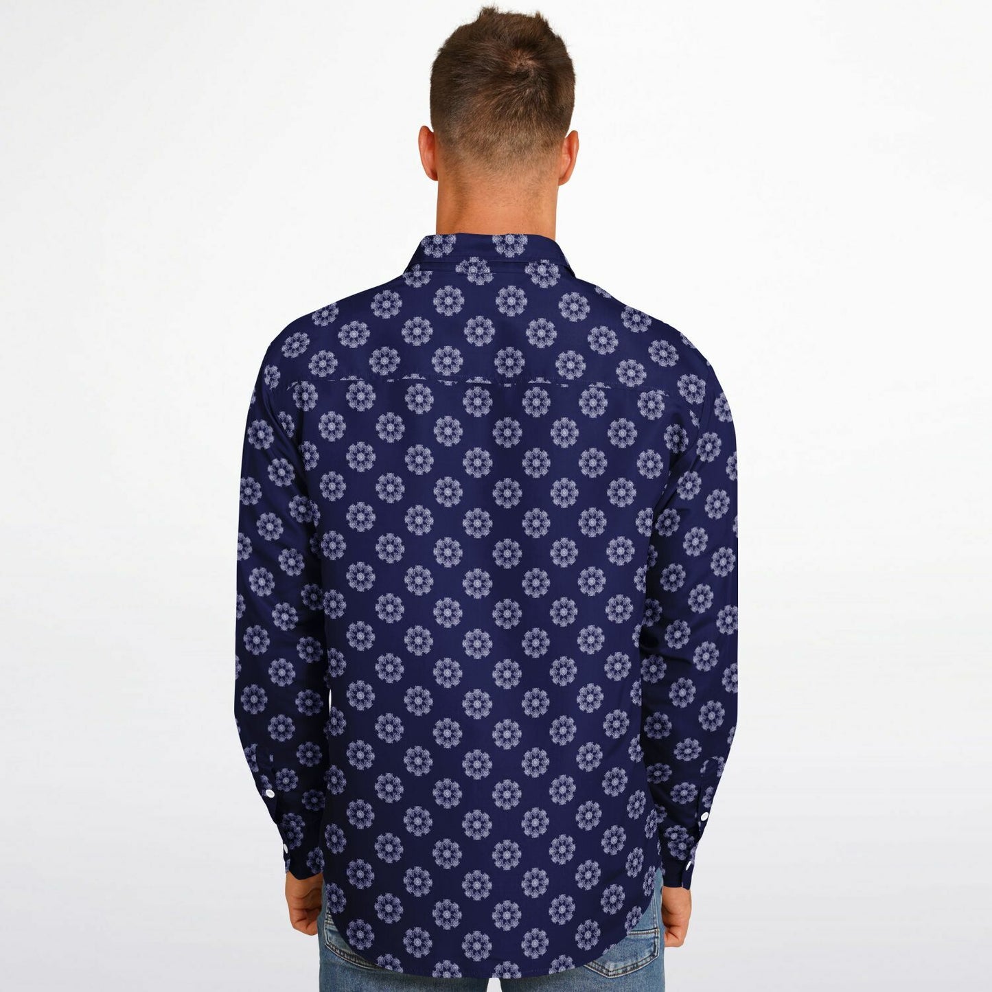 Seamless Circle Pattern Long Sleeve Button Down Shirt - AOP