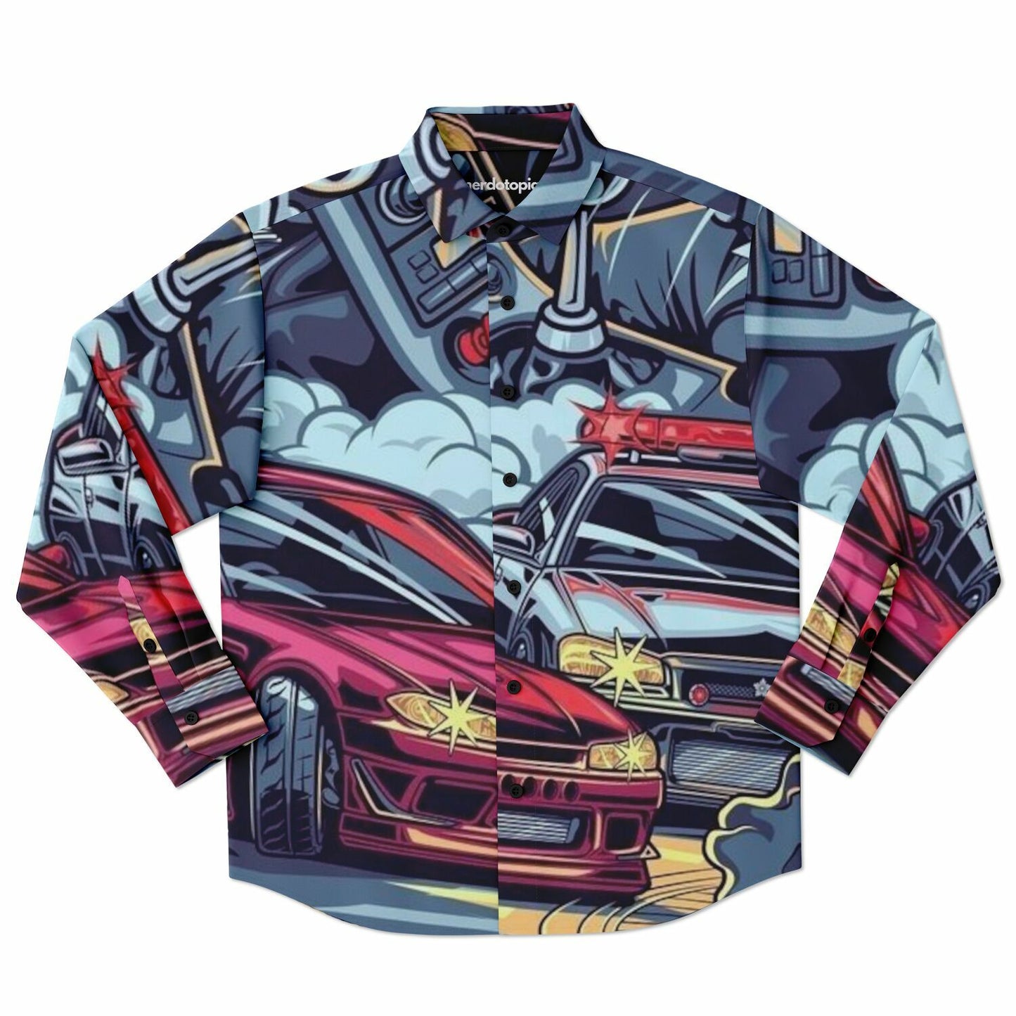 Silvia Illustration Long Sleeve Button Down Shirt - AOP