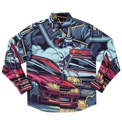 Silvia Illustration Long Sleeve Button Down Shirt - AOP