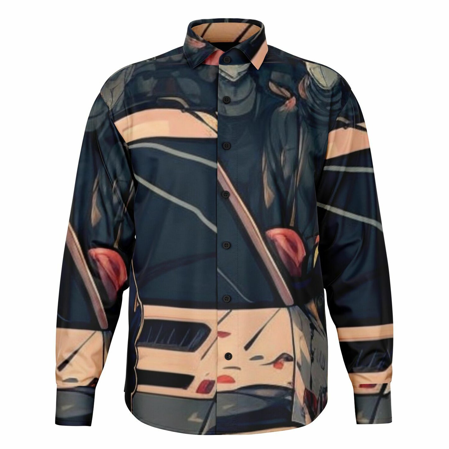 Japanese Illustration JDM Art Long Sleeve Button Down Shirt - AOP
