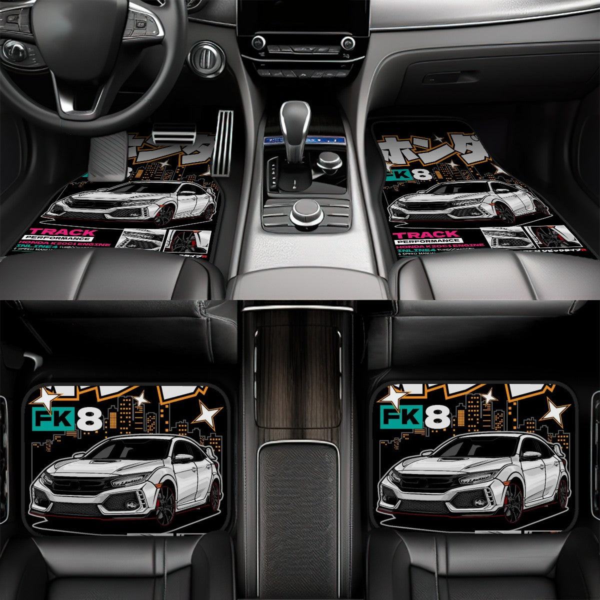 FK8 Civic Illustration Automotive Floor Mats