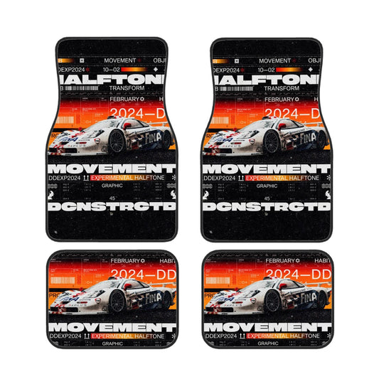 Halftone Grunge Poster Style Automotive Floor Mats