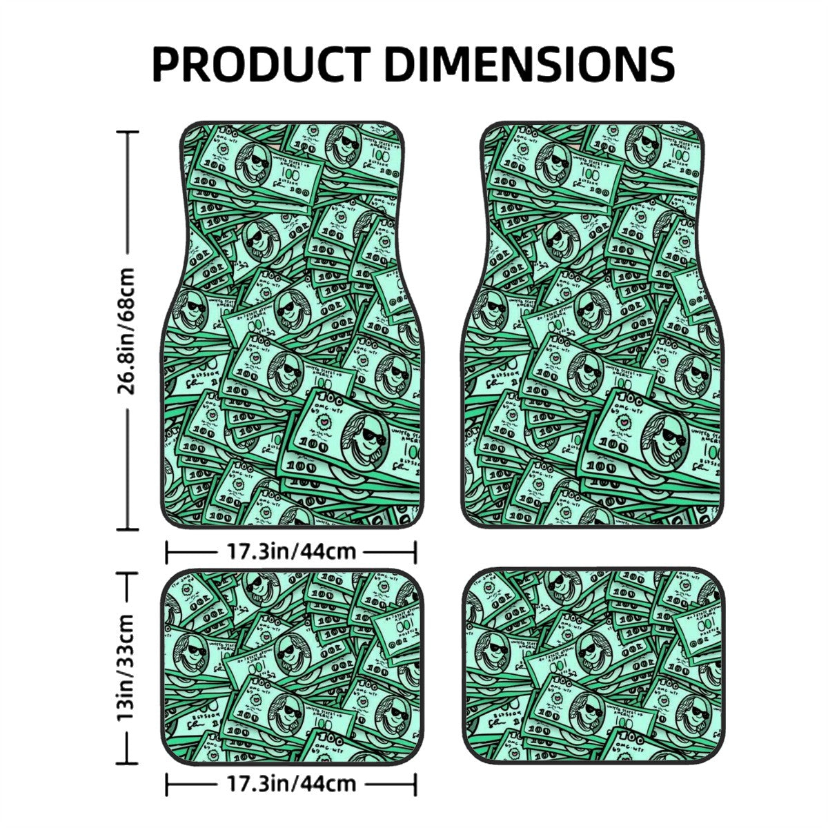Dollar Bills Illustration Automotive Floor Mats